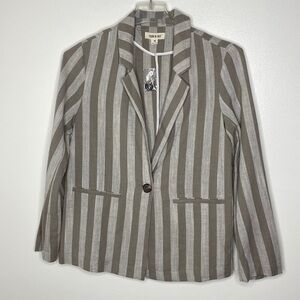 Grey Striped Linen Blend Blazer size M